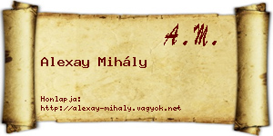 Alexay Mihály névjegykártya