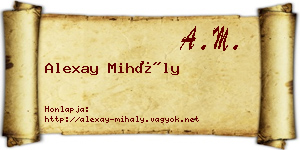 Alexay Mihály névjegykártya